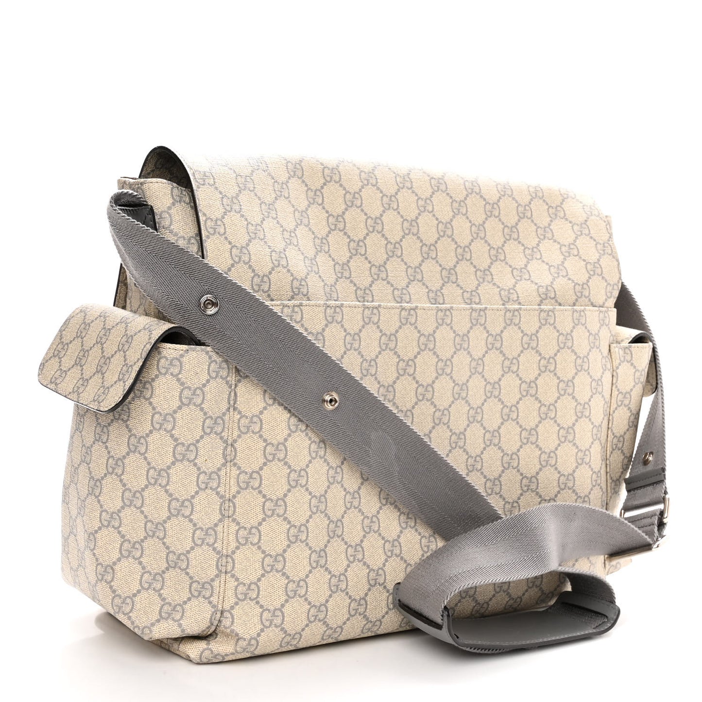 GG Plus Monogram Messenger Diaper Bag Ecru Grigio