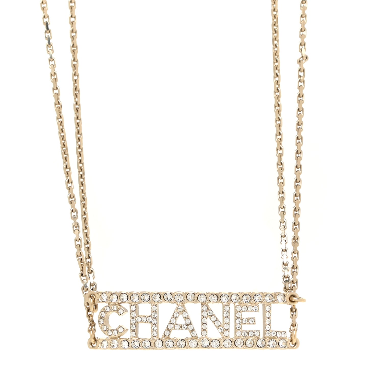 Metal Crystal Logo Choker Necklace Gold