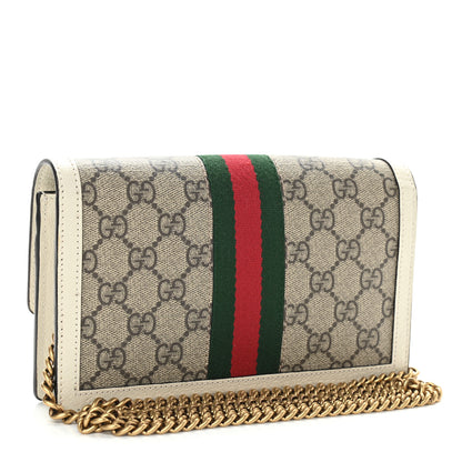 Gucci GG Supreme Monogram Web Queen Margaret Chain Wallet White 3 of 9