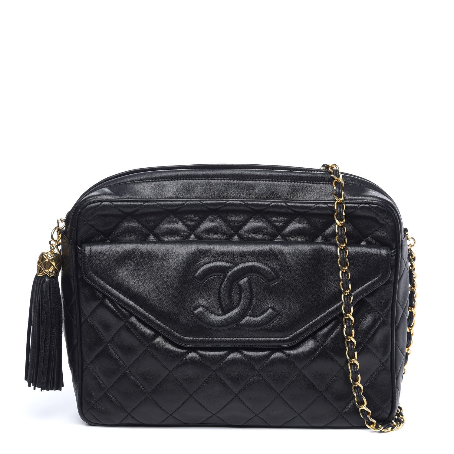 Chanel Lambskin Quilted CC Tassel Camera Case Black 1 of 10