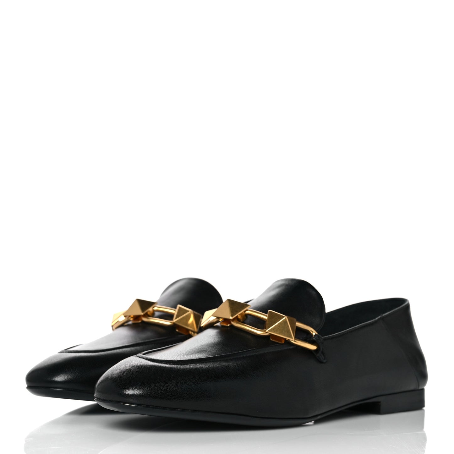 Nappa Stud Sign Loafers 38.5 Black