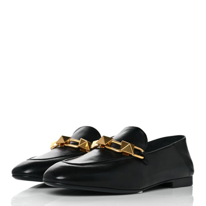 Valentino Garavani Nappa Stud Sign Loafers 38.5 Black 3 of 9