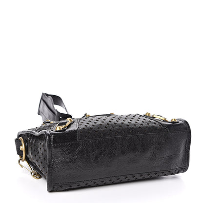 Balenciaga Agneau Stadio Laser Cut Cross Classic Gold Hardware Mini City Black 4 of 10