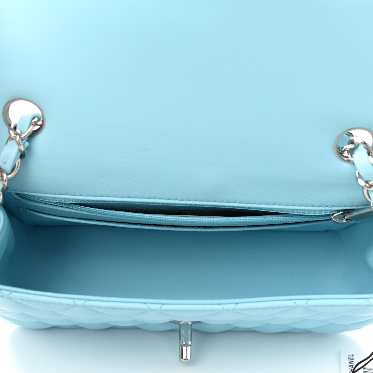 Chanel Lambskin Quilted Mini Rectangular Flap Neon Blue 5 of 9
