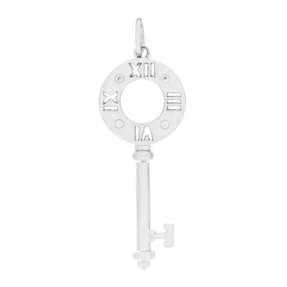 Tiffany 18K White Gold Diamond Atlas Pierced Key Pendant 1 of 5