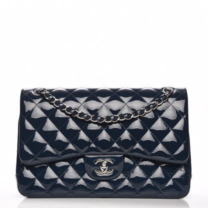 Chanel Patent Quilted Jumbo Double Flap Navy Blue 1 of 7