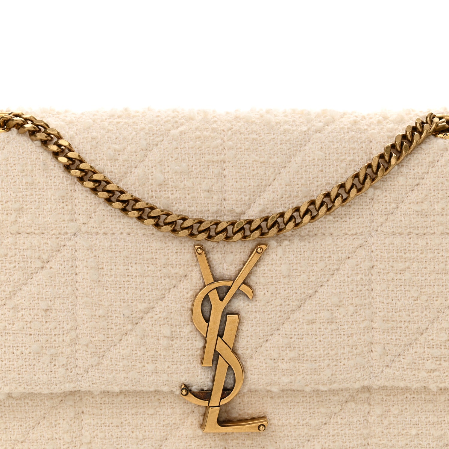 Saint Laurent Boucle Tweed Patchwork Monogram Medium Jamie Baguette Craie 8 of 11