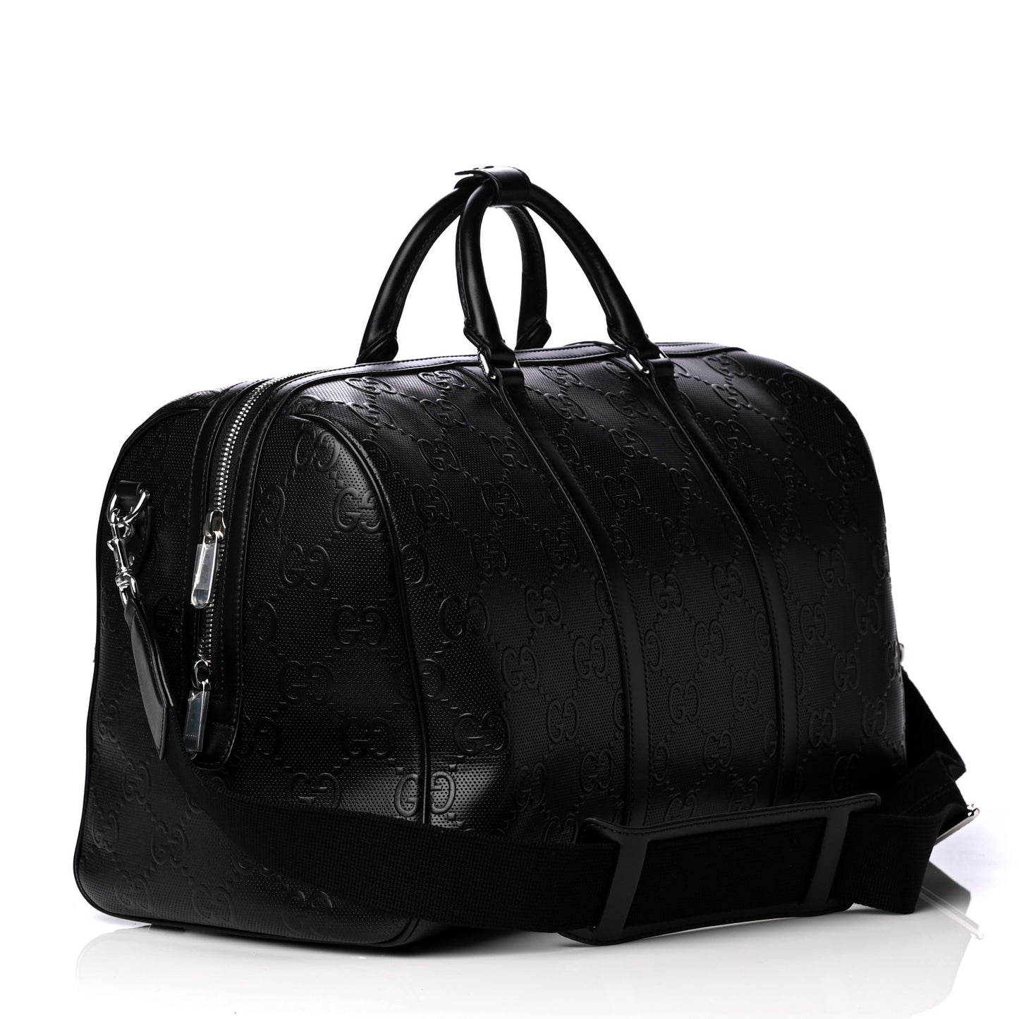 Calfskin GG Tennis Embossed Duffle Bag Black