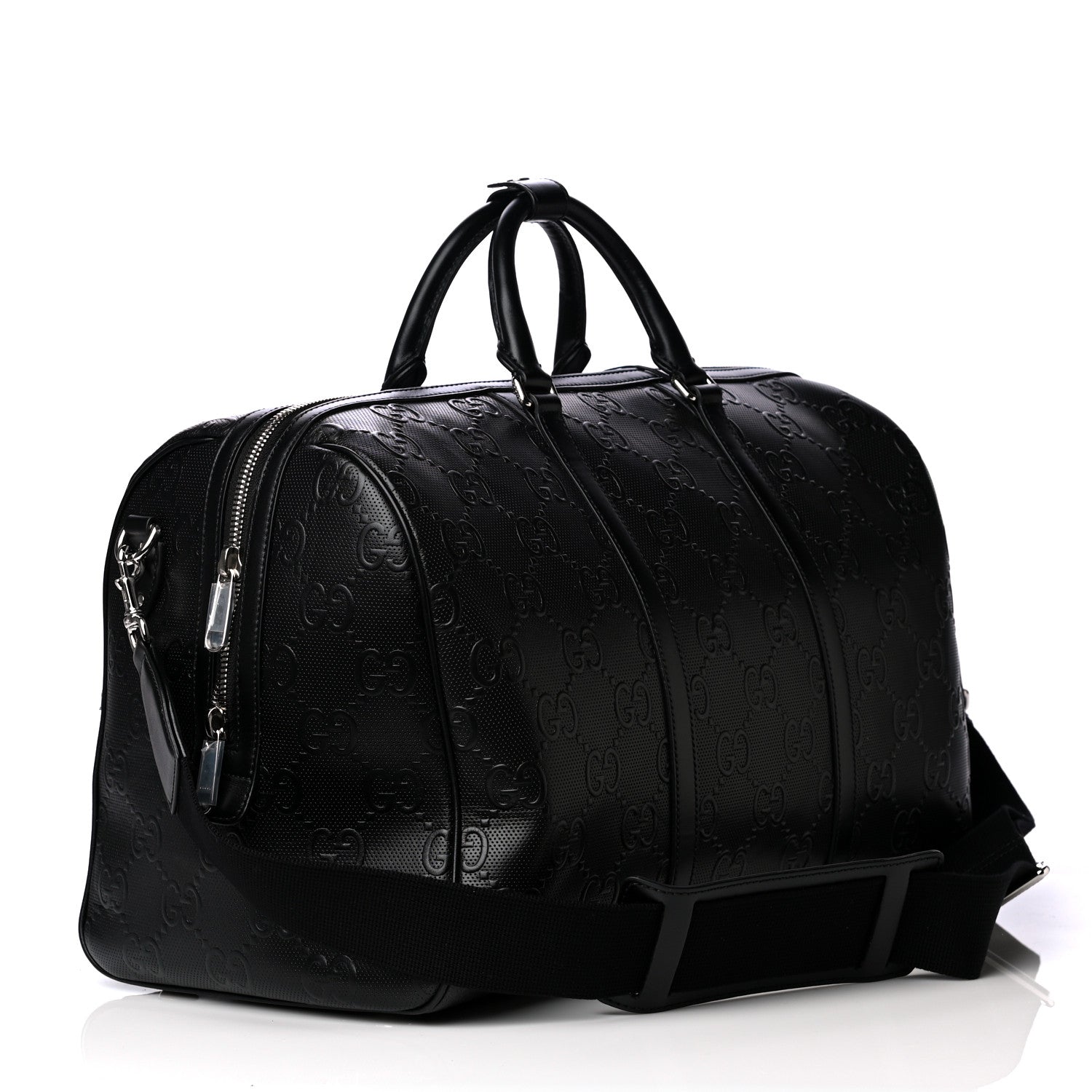 Gucci Calfskin GG Tennis Embossed Duffle Bag Black 2 of 6