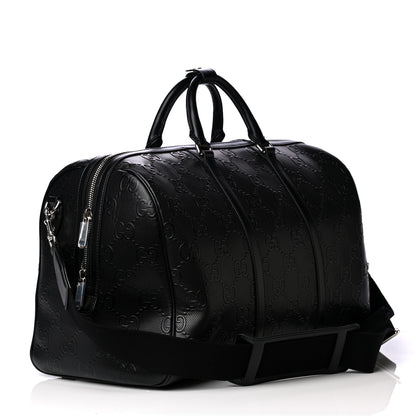 Gucci Calfskin GG Tennis Embossed Duffle Bag Black 2 of 6