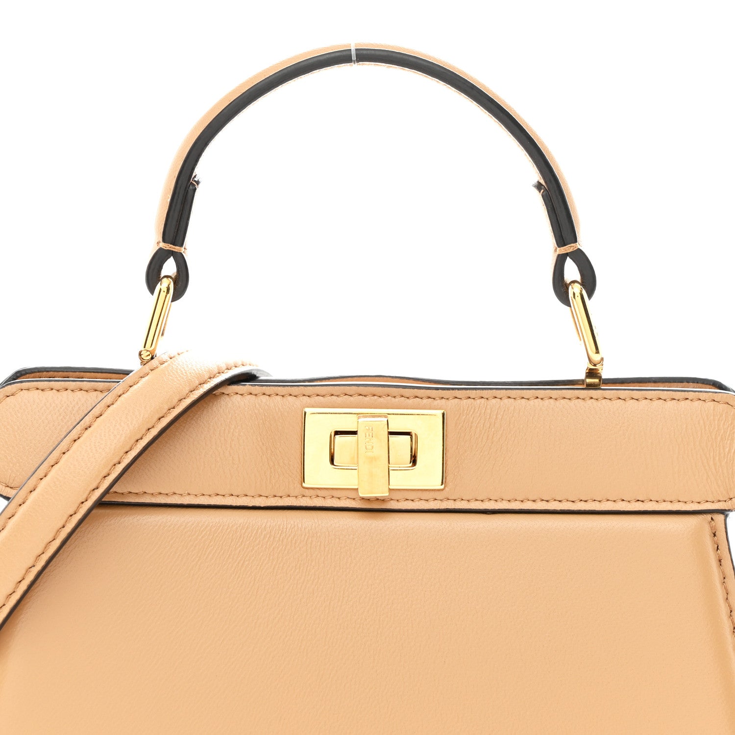 Fendi Shiny Nappa Petite Peekaboo I SEE U Satchel Miele Scuro