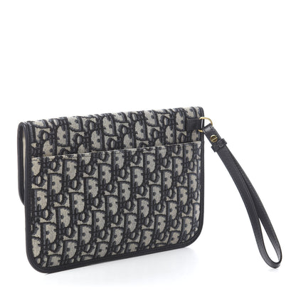 Christian Dior Oblique Flap Pouch Clutch Blue 2 of 5