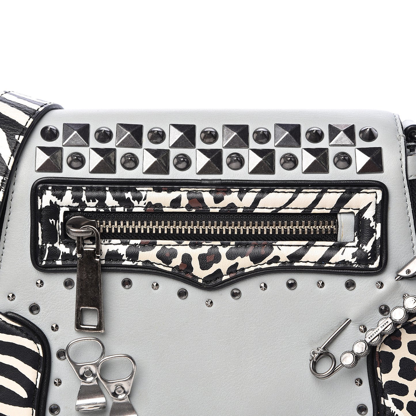 Calfskin Embellished Animal Mashup Saddle Bag Frost Multi