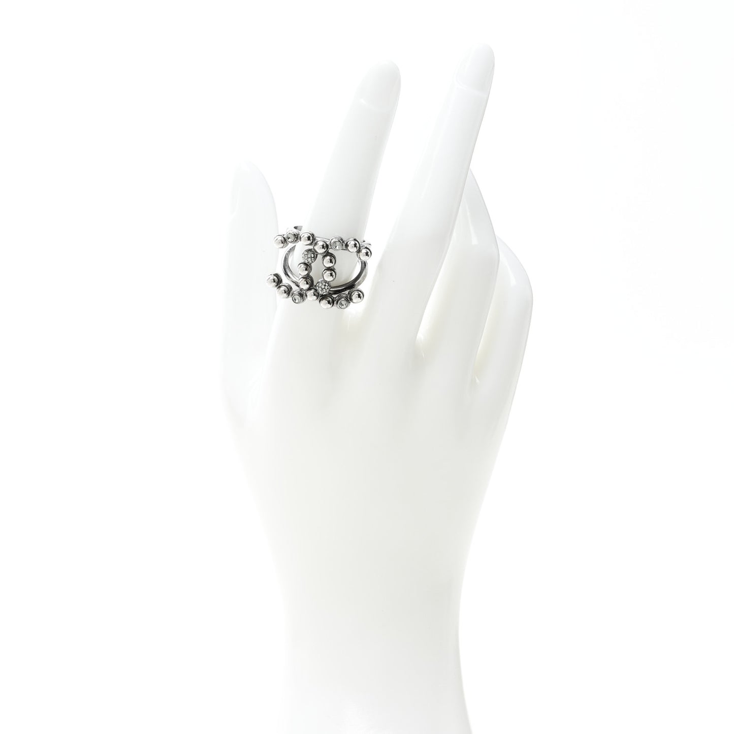 Ruthenium Crystal Pearl CC Ring 54 7 Silver