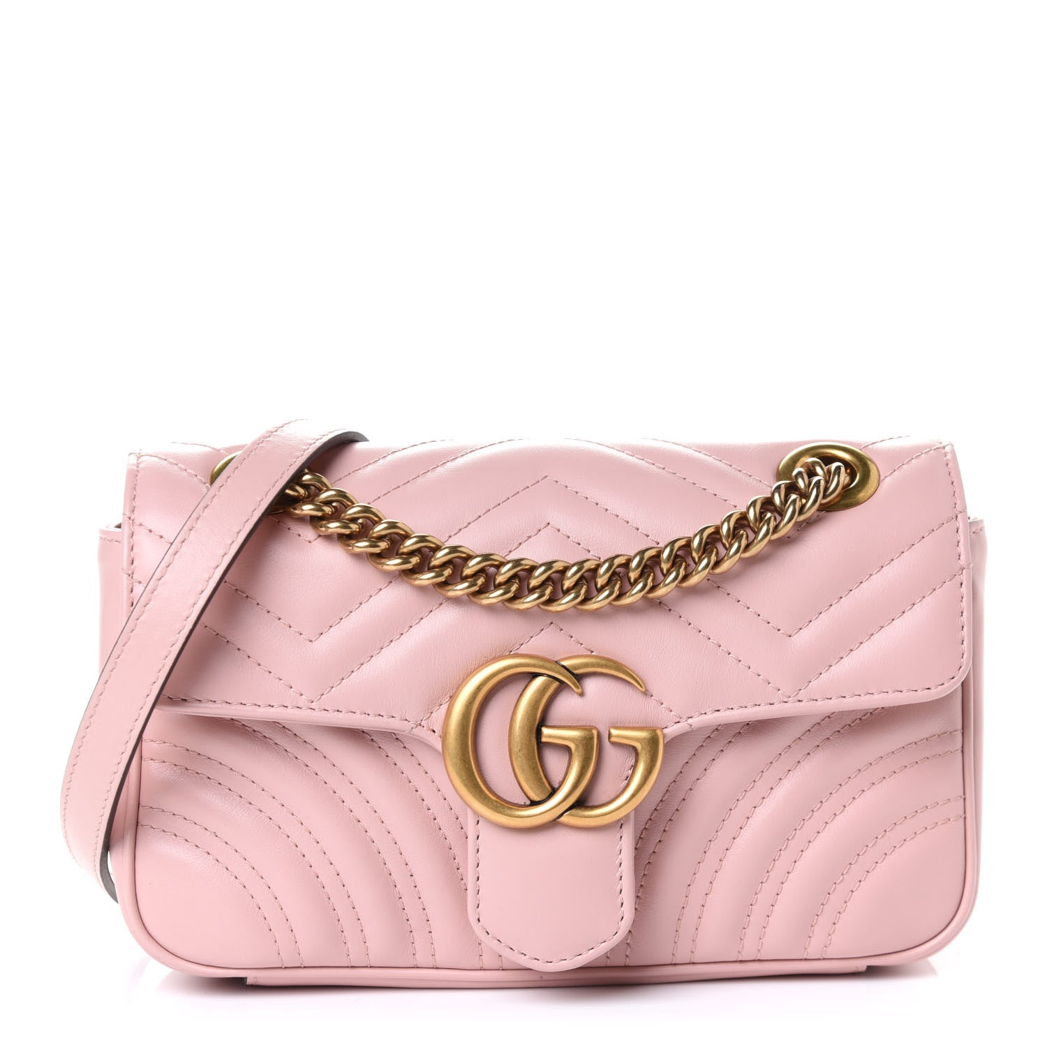 Gucci Calfskin Matelasse Mini GG Marmont Shoulder Bag Perfect Pink 1 of 5