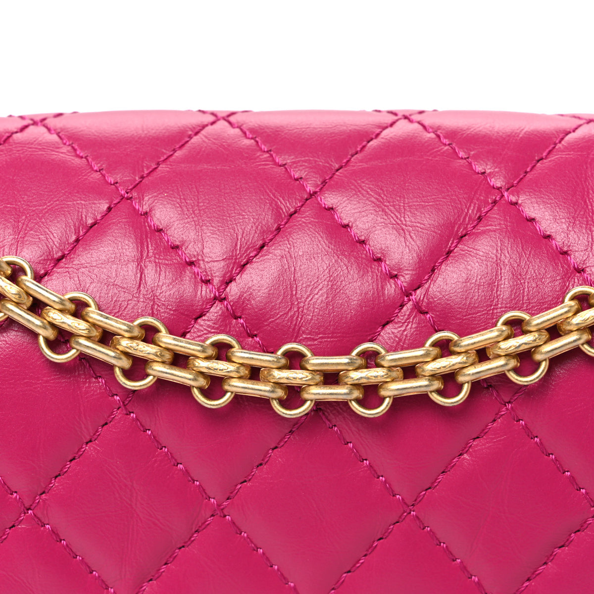 Aged Calfskin Quilted 2.55 Reissue Mini Flap Fuchsia