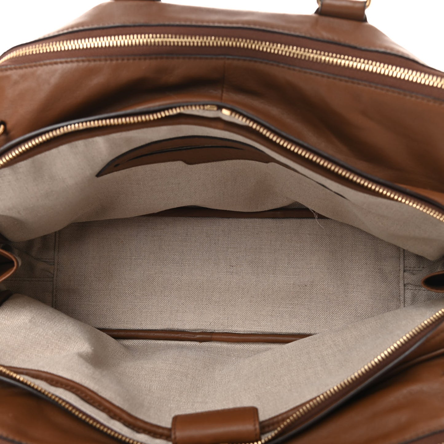 Smooth Calfskin Small Triptyque Satchel Brown