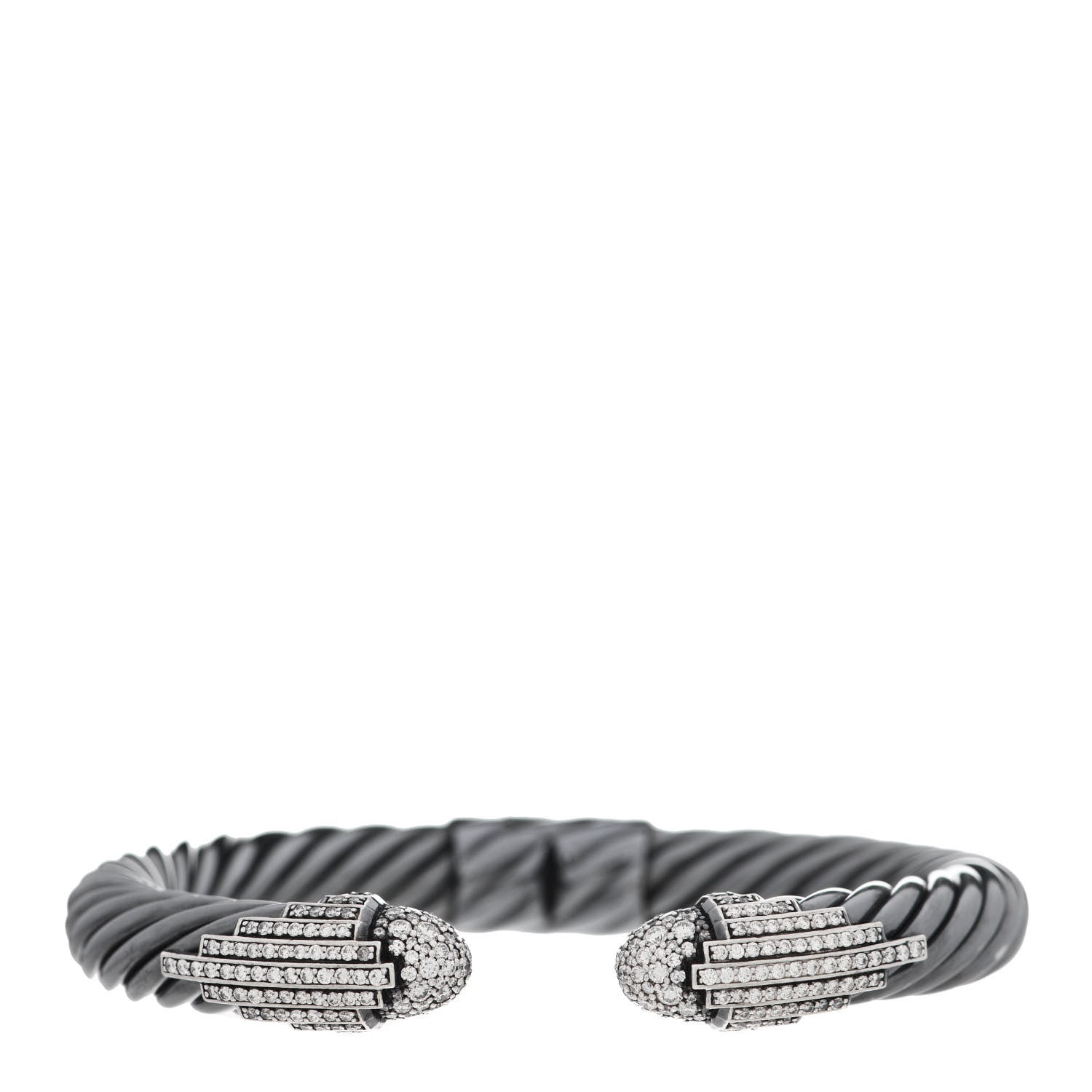 David Yurman Blackened Sterling Silver Diamond Empire Cable Bracelet 1 of 6