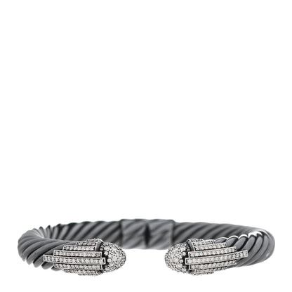 David Yurman Blackened Sterling Silver Diamond Empire Cable Bracelet 1 of 6
