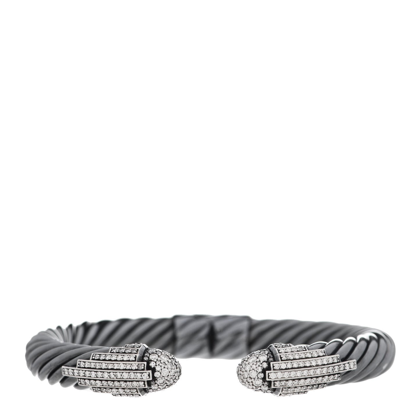 Blackened Sterling Silver Diamond Empire Cable Bracelet