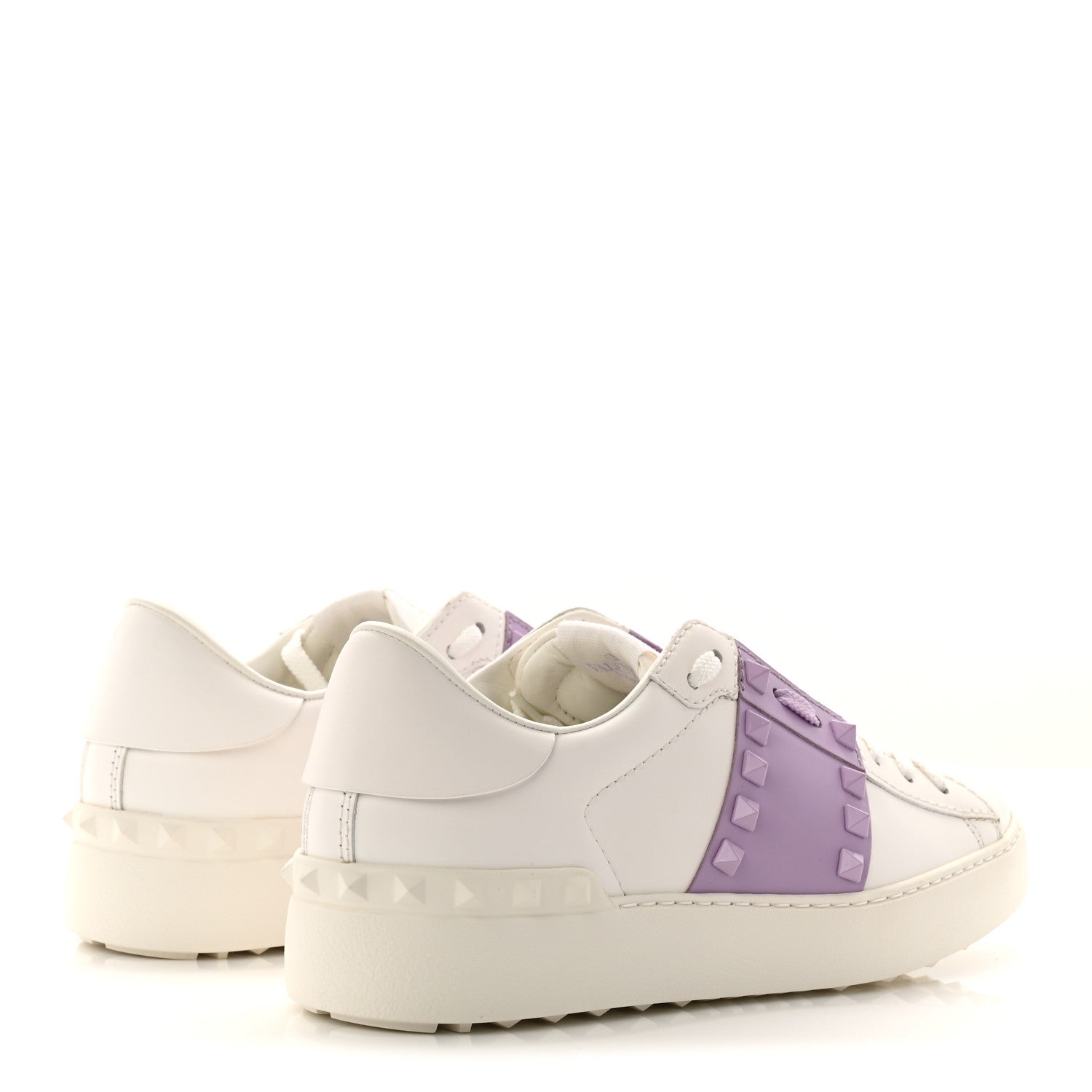 Valentino Garavani Calfskin Womens Rockstud Open Sneakers 37 White Purple 4 of 9