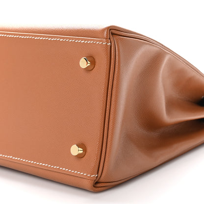 Hermes Madame Calfskin Kelly Retourne 28 Gold 10 of 11