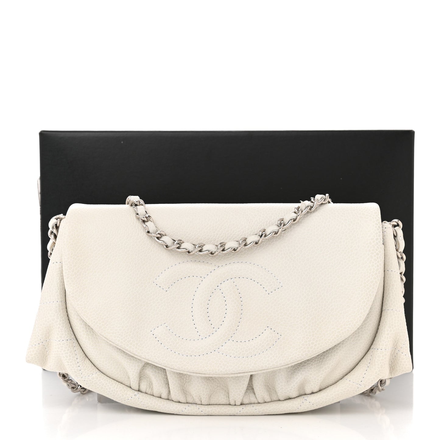 Caviar Half Moon Wallet On Chain WOC White