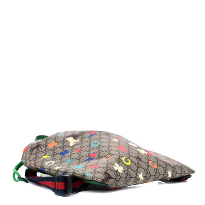 Gucci Soft GG Supreme Monogram Ranch Childrens Drawstring Backpack Beige Ebony Multicolor New Shamarock Crop 3 of 10