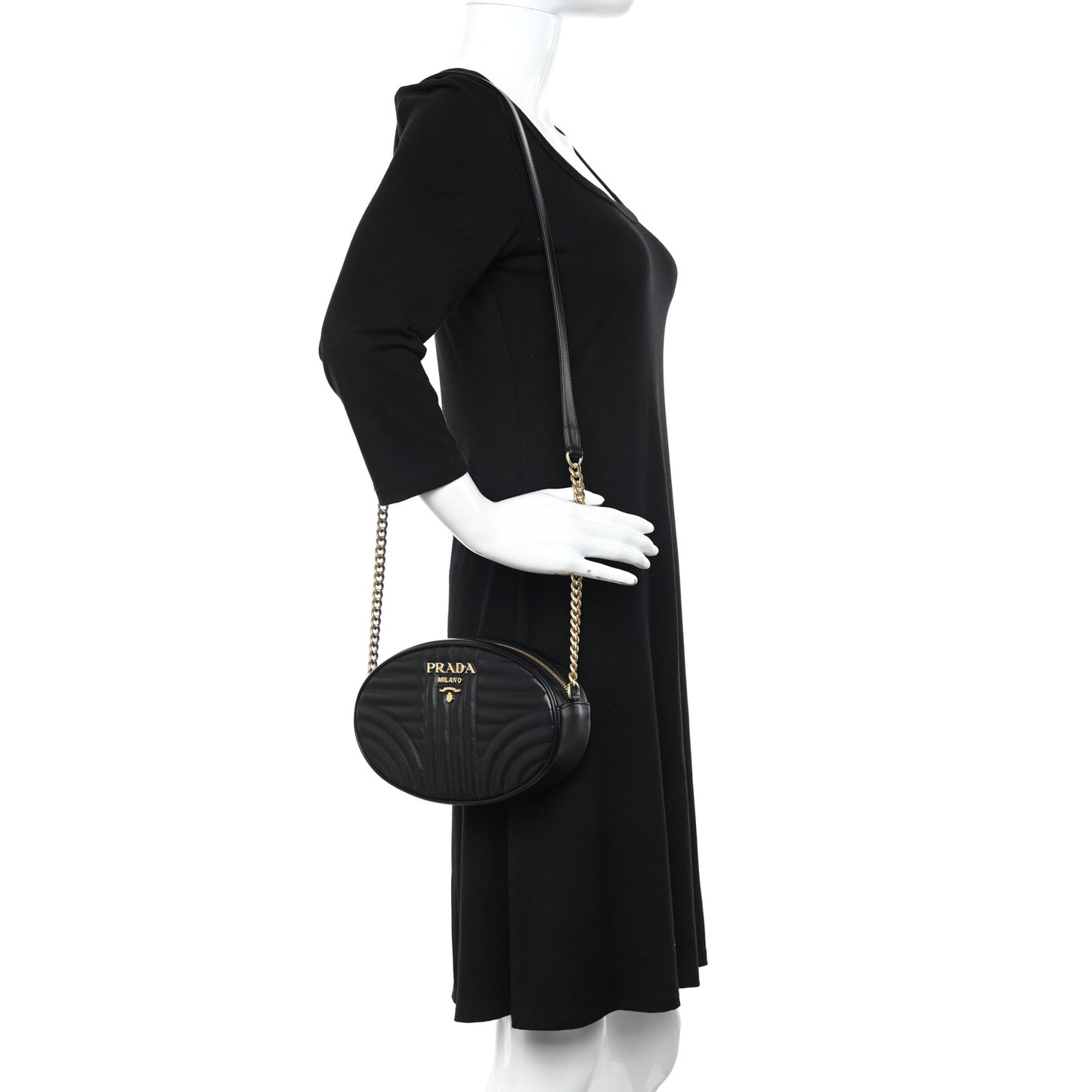 Soft Calfskin Impunture Diagramme Chain Crossbody Black