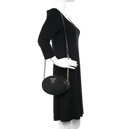 Prada Soft Calfskin Impunture Diagramme Chain Crossbody Black 2 of 9