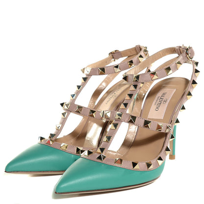 Valentino Garavani Calfskin Nappa Rockstud Ankle Strap 100mm Pumps 35.5 Colibri Poudre 3 of 7