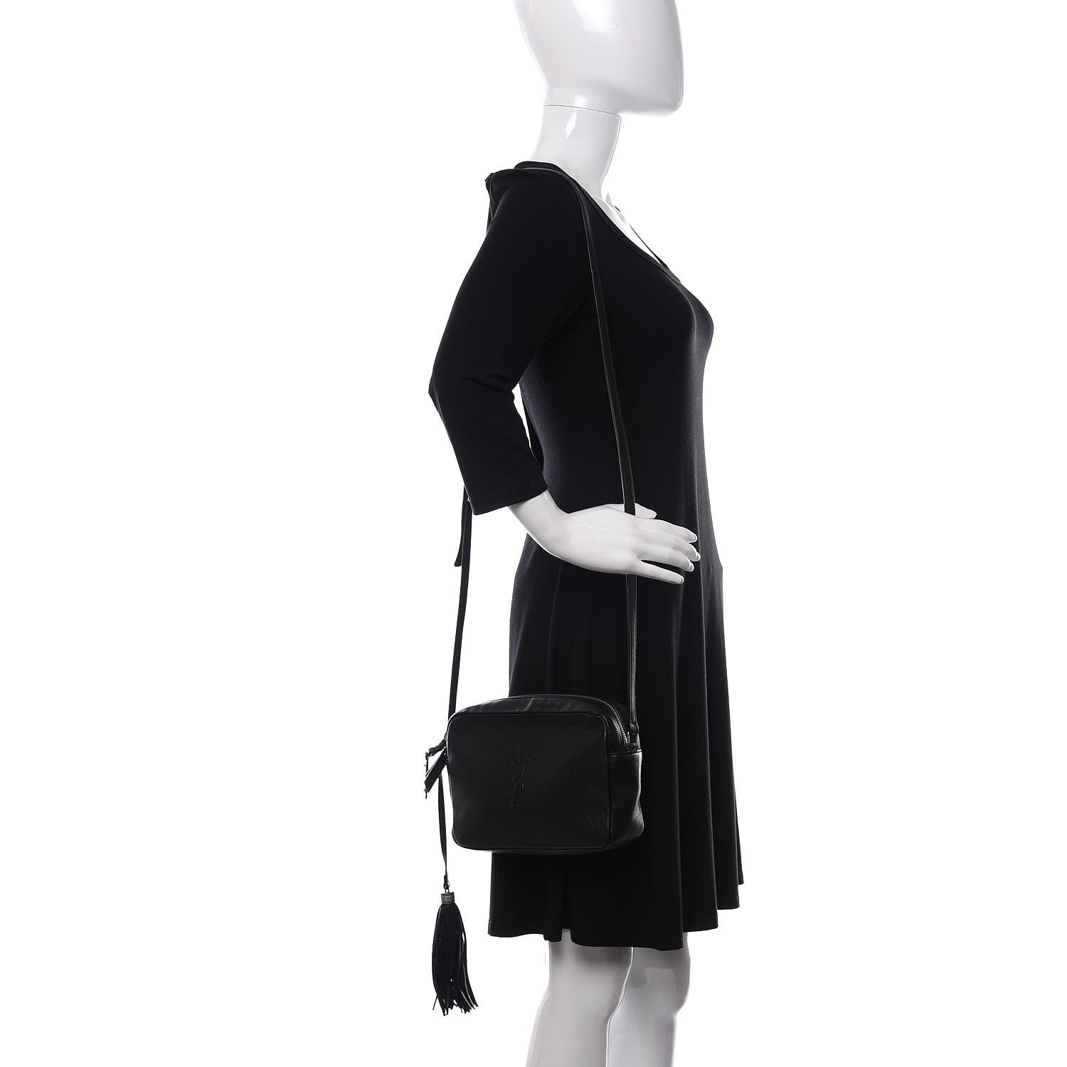 Saint Laurent Lambskin Monogram Small Lou Camera Bag Black 2 of 10