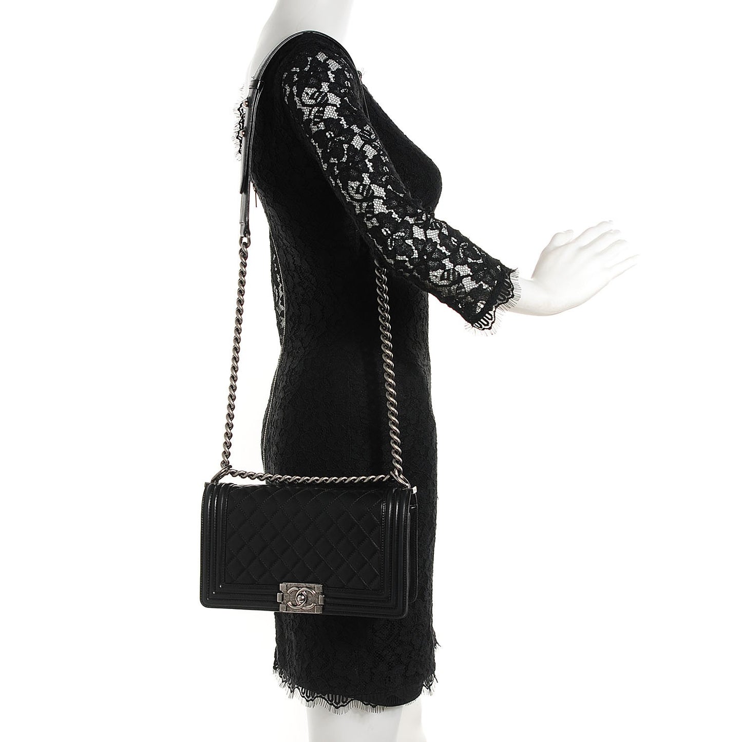 Lambskin Quilted Medium Boy Flap Black