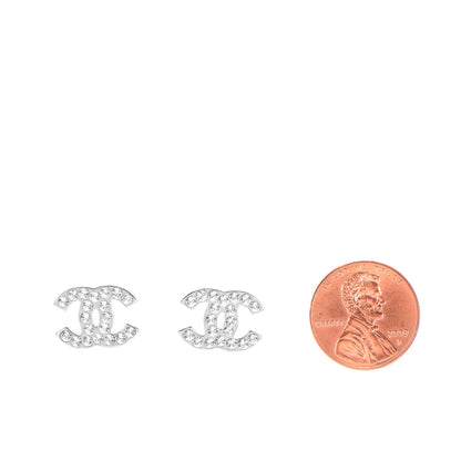 Chanel Crystal Timeless CC Earrings Silver 2 of 5