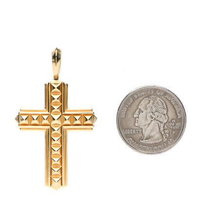 David Yurman 18K Yellow Gold 37mm Pyramid Cross Pendant 2 of 4