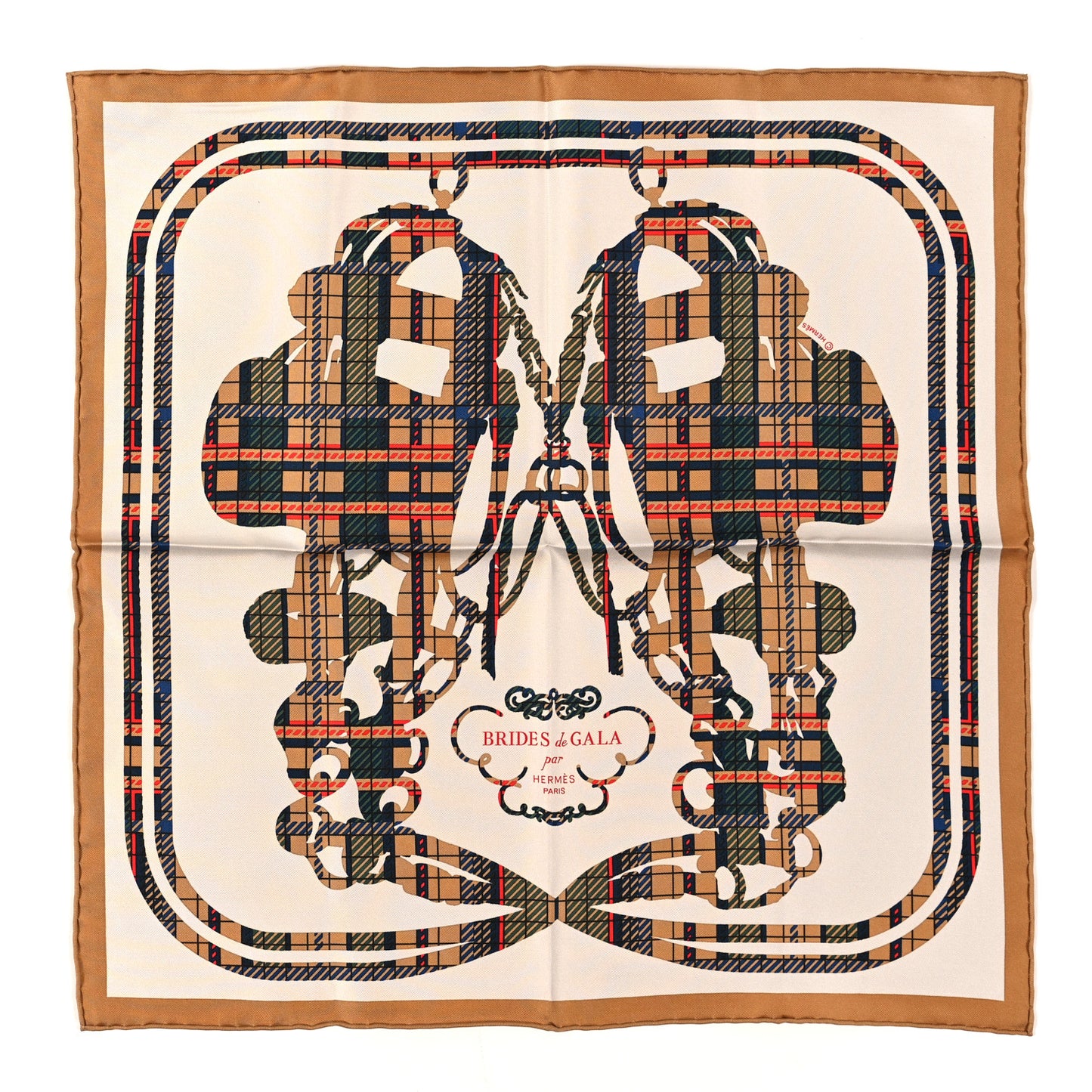 Silk Brides De Gala Tartan Pocket Square Ajaccio Beige Craie