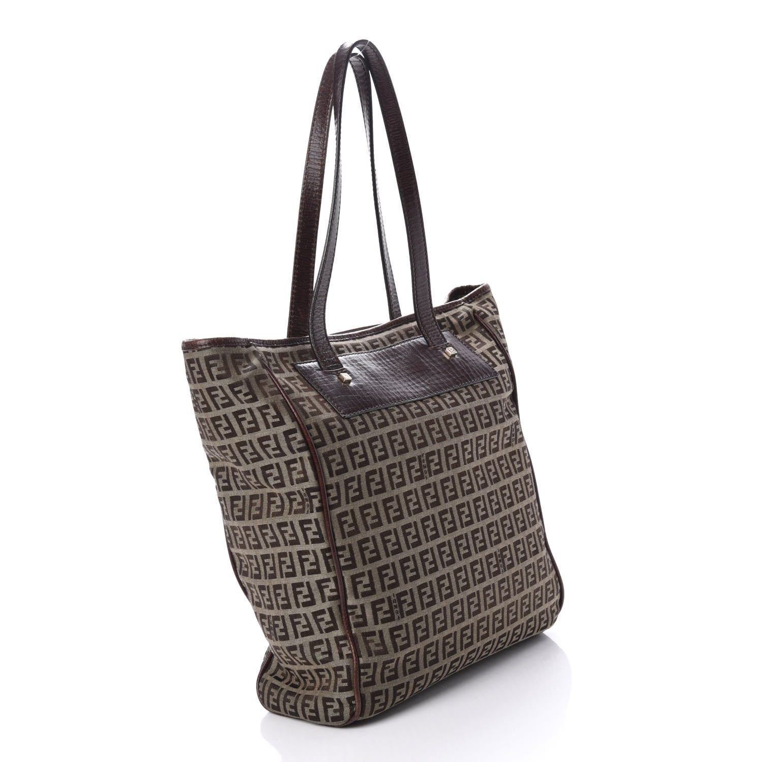 Fendi Zucchino Vitello Tote Mogano Panna Bruciato 3 of 11