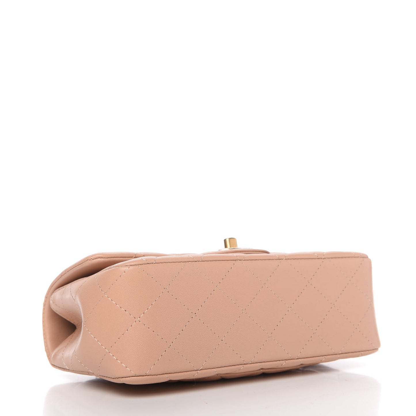 Lambskin Quilted Mini Top Handle Rectangular Flap Beige