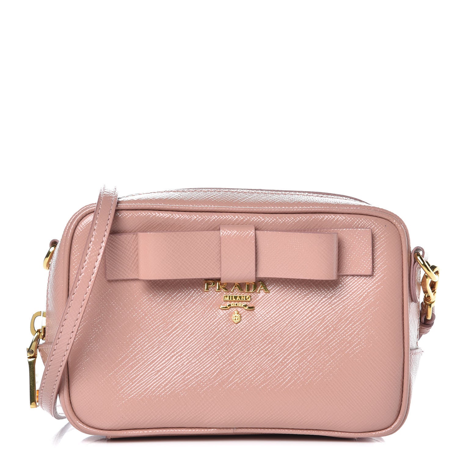 Prada Saffiano Vernice Bow Camera Crossbody Bag Orchidea 1 of 8