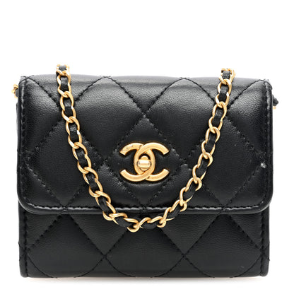 Chanel Lambskin Quilted Pearl Crush Clutch With Chain Black 1 of 9