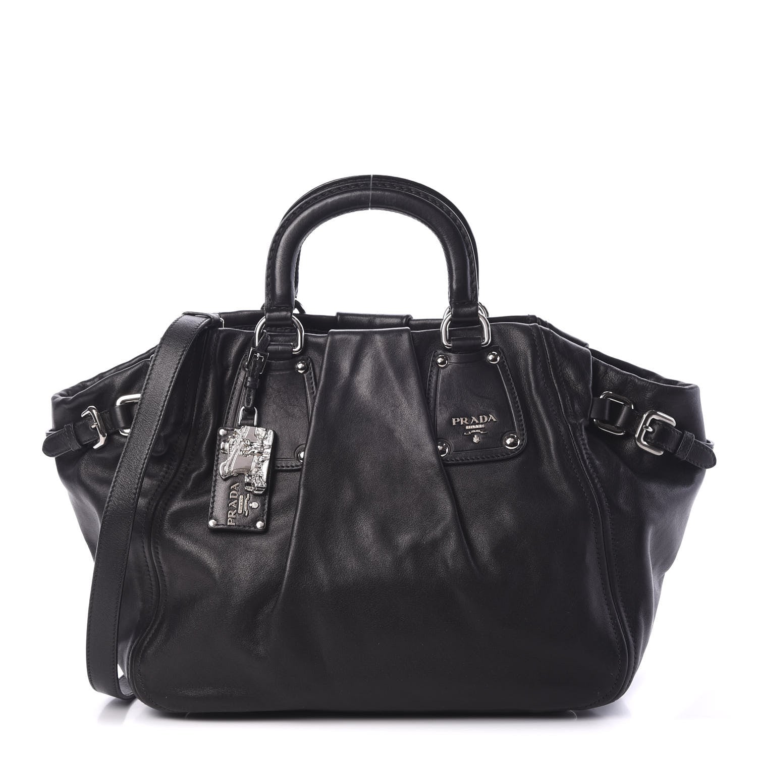 Prada Soft Calf Shoulder Bag Black 1 of 12