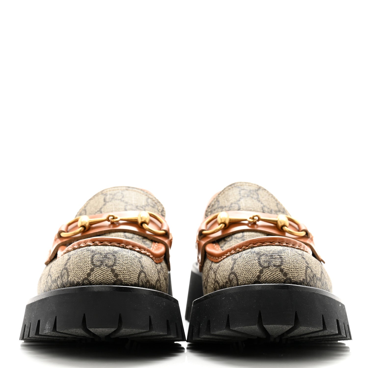 Gucci GG Supreme Monogram Cordovan Lux Womens Harald Horsebit 25mm Platform Loafers 37.5 Beige Ebony 3 of 11