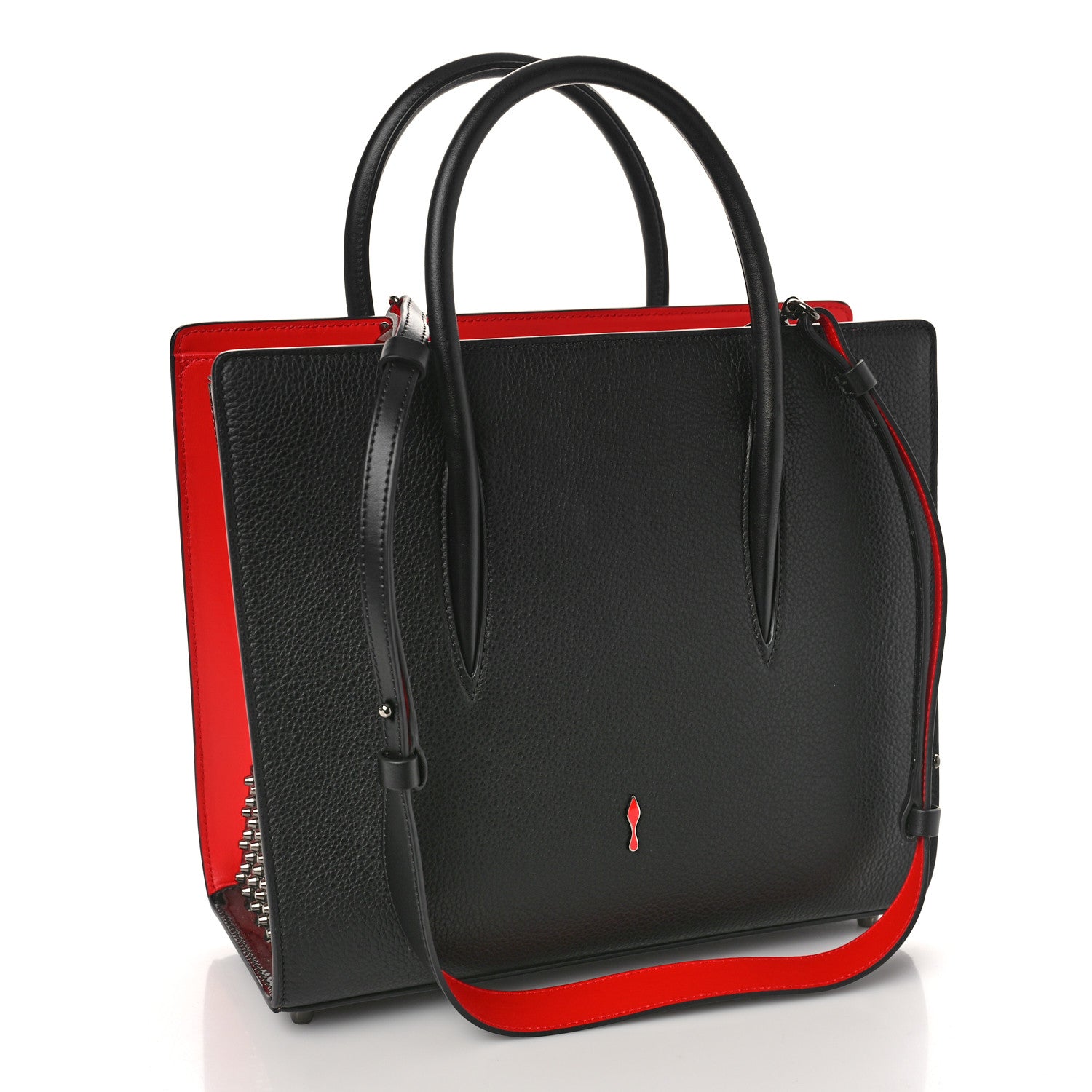 Christian Louboutin Calfskin Empire Patent Studded Medium Paloma Black 3 of 9