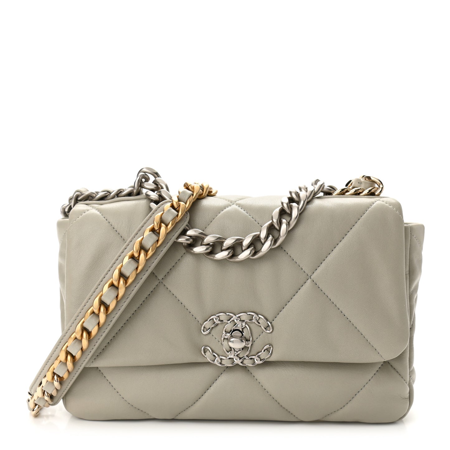 Lambskin Quilted Medium Chanel 19 Flap Grey