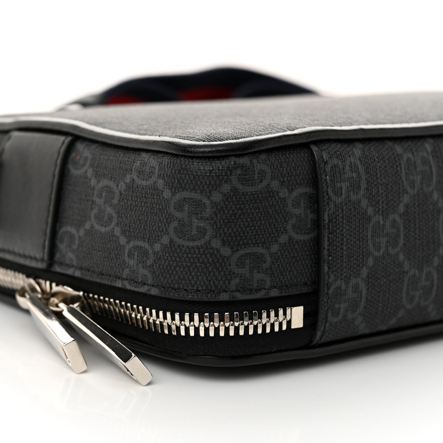 GG Supreme Monogram Web Small Shoulder Bag Black Grey