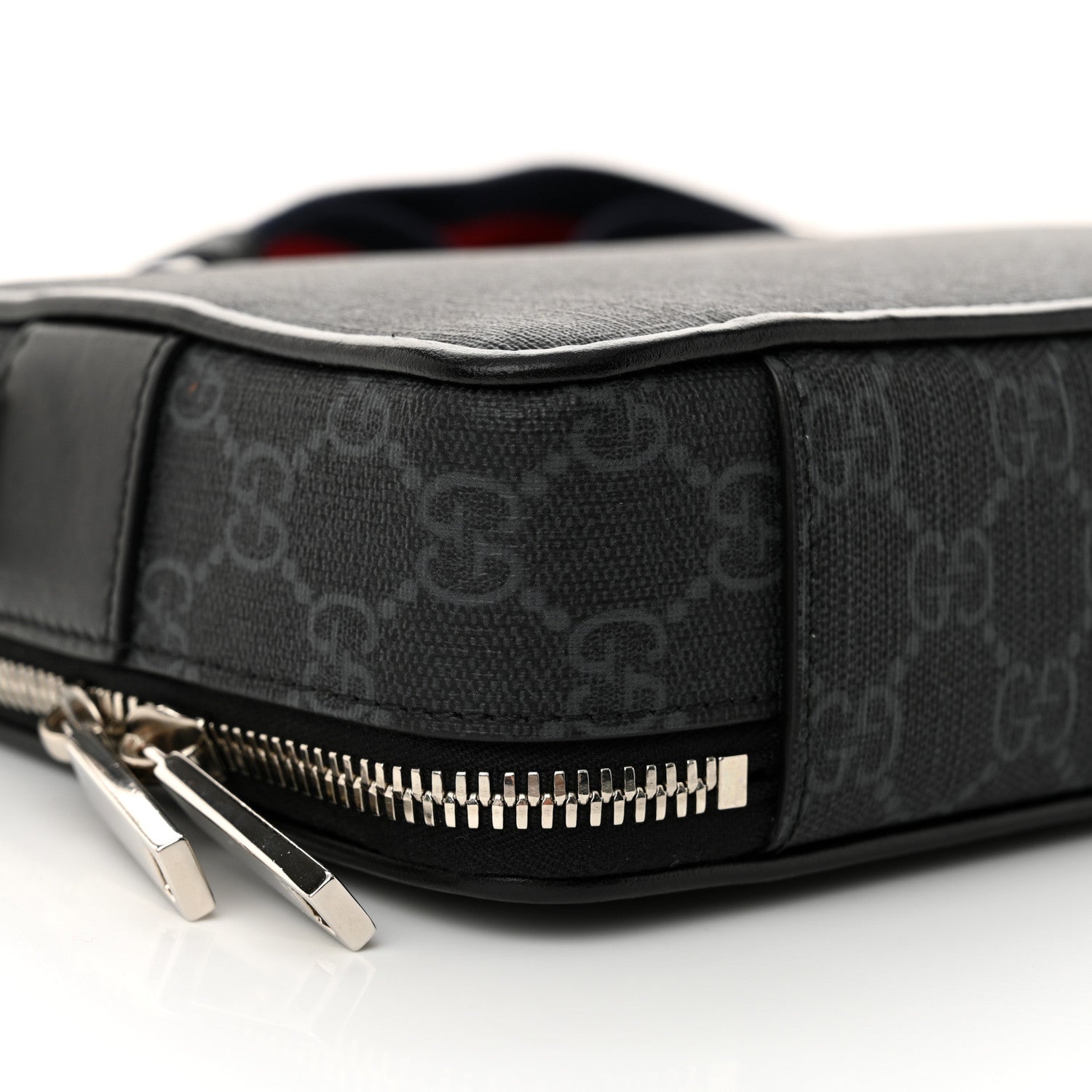 Gucci GG Supreme Monogram Web Small Shoulder Bag Black Grey 9 of 11