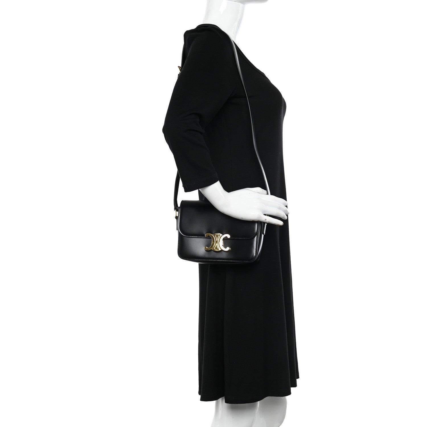 Celine Shiny Calfskin Teen Triomphe Black 2 of 11
