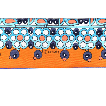 Hermes Silk Parures Des Maharajas Twilly Bleu Royal Orange Turquoise 3 of 4