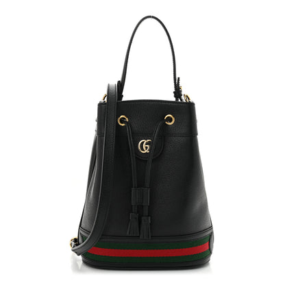 Gucci Glazed Textured Calfskin Web Small Ophidia Bucket Bag Black 1 of 10