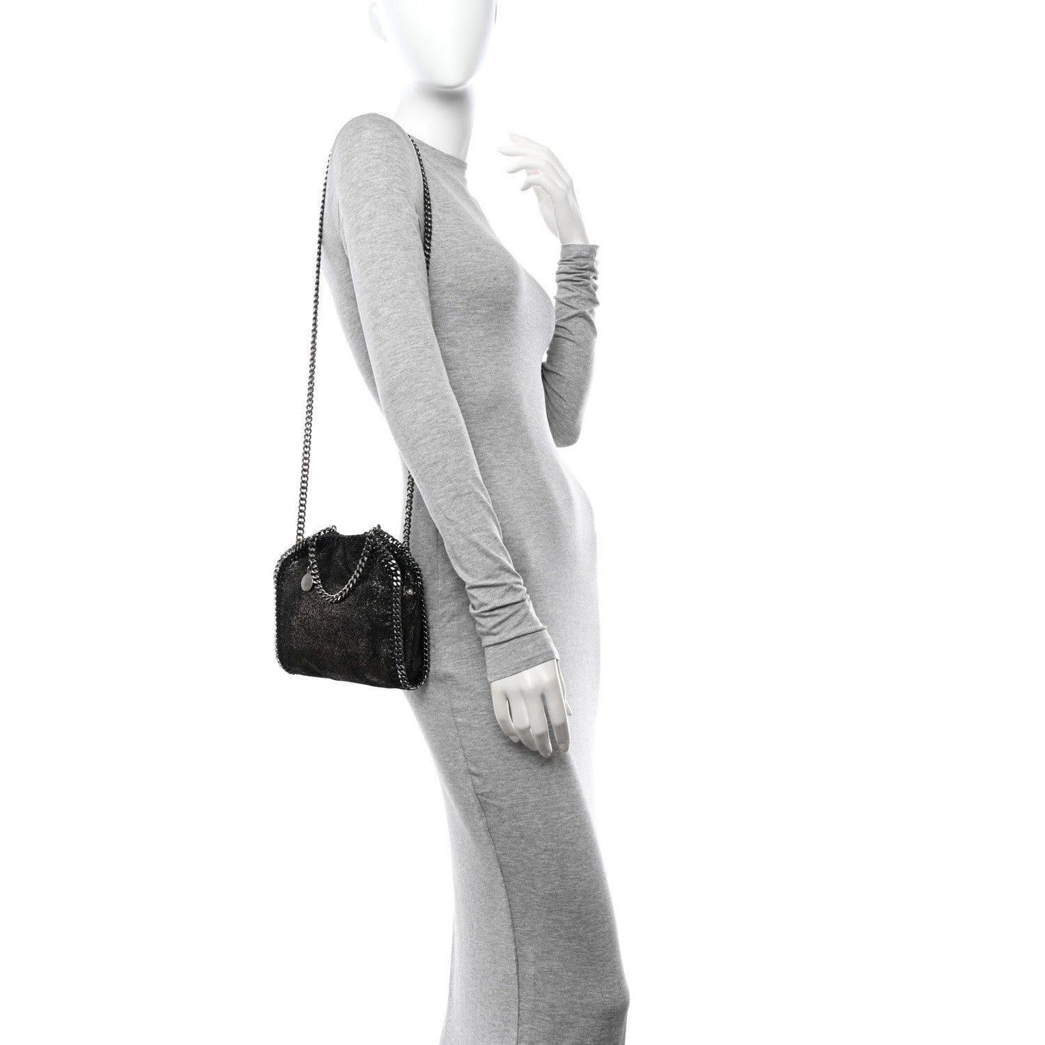 Stella McCartney Chamois Shiny Dotted Tiny Falabella Tote Ruthenium 2 of 9